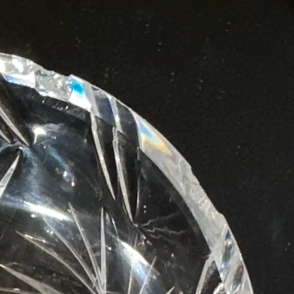 Vintage Bohemian Hand Cut Lead Crystal Pinwheel 3 Footed Vase
